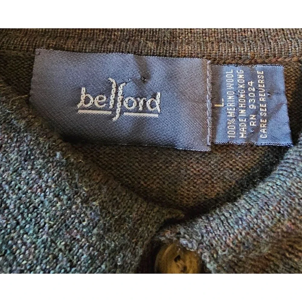 Sweater Mens L Merino Wool classic, old money, long sleeve, Green, Belford